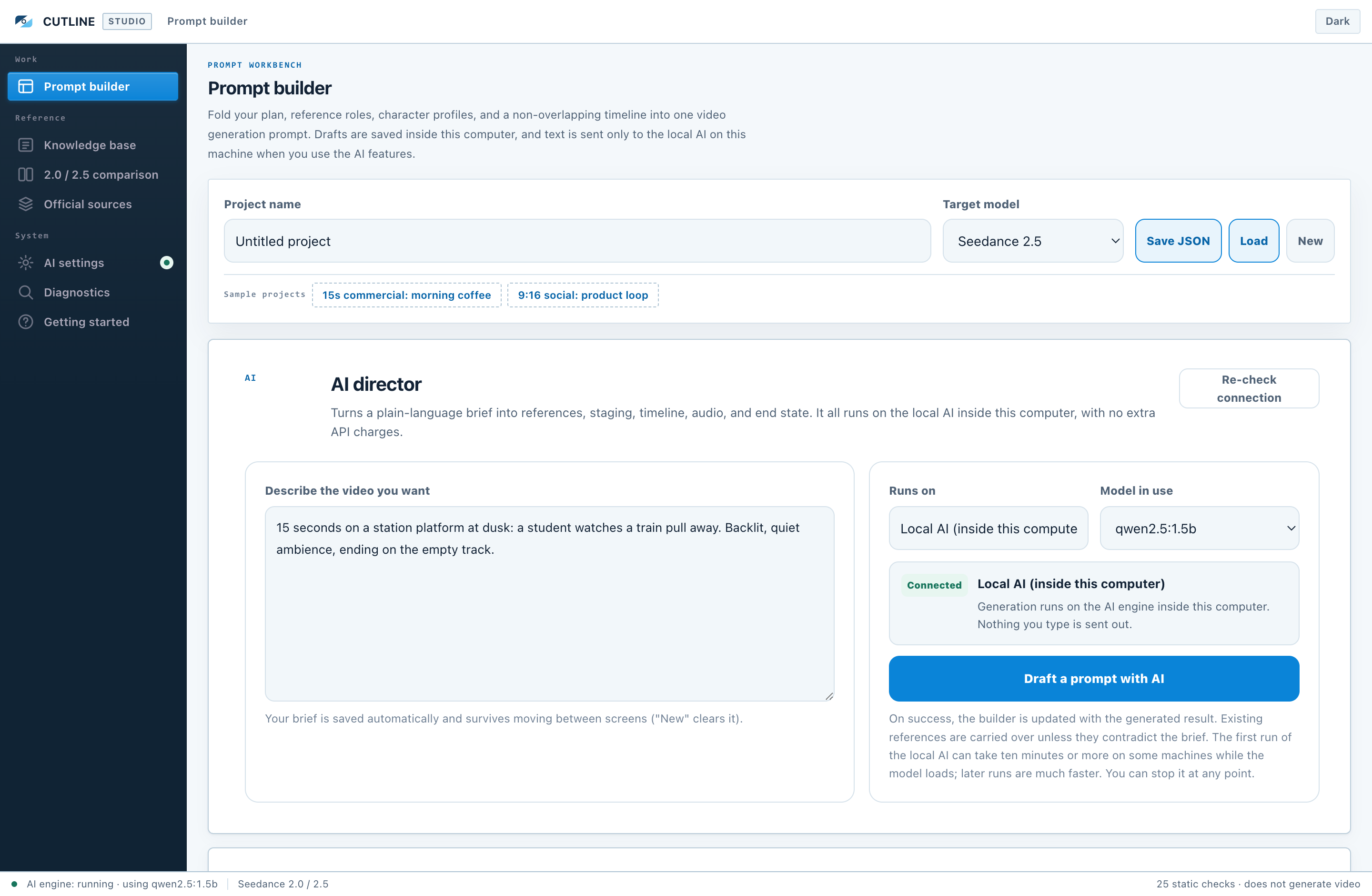 The Cutline Studio prompt builder